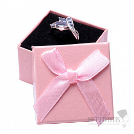 Papírová dárková krabička růžová na prsteny 5 x 5 cm