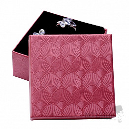 Papírová dárková krabička červená na prsteny a náušnice 7,5 x 7,5 cm