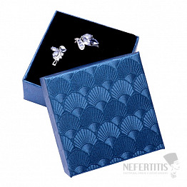 Geschenkbox aus blauem Papier für Ringe und Ohrringe 7,5 x 7,5 cm