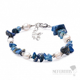 Gehacktes Lapislazuli-Armband mit Perlen