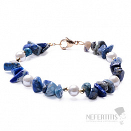 Gehacktes Lapislazuli-Armband mit Perlmutt