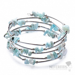 Modisches Armband aus Larimar und Stahl mit breitem Wickel