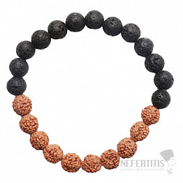 Armband aus Rudraksha und Lavastein