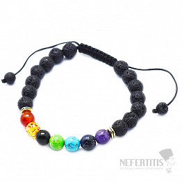 Lavastein-Chakra-Armband mit Shamballa-Verschluss