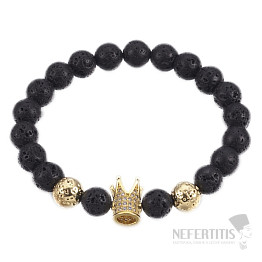 Bellezza Nera Armband aus goldfarbenem Lavastein mit Krone