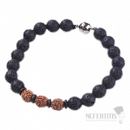 Lavastein-Armband mit Rudraksha