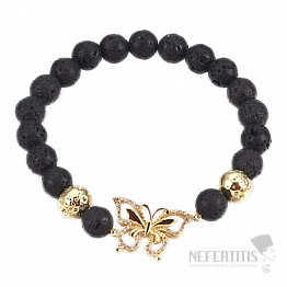 Bellezza Nera Goldfarbenes Schmetterlings-Lavastein-Armband