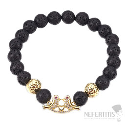 Lavastein-Armband mit Vögeln in Goldfarbe Bellezza Nera