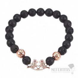 Armband aus Lavastein mit Vögeln in Roségold Bellezza Nera