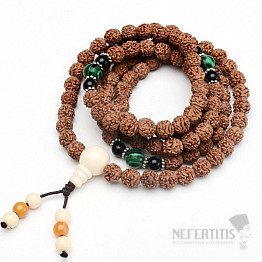 Japa Mala Rudraksha Halskette mit bunten Perlen