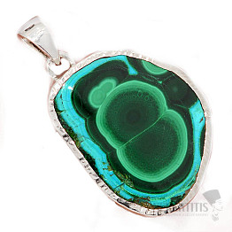 Malachit v chryzokole plátok prívesok striebro Ag 925 P22