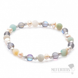 Amazonit-Perlenarmband mit Perlen und Opal