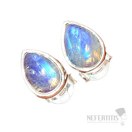 Regenbogen-Mondstein-Ohrringe, Silber Ag 925 E1125