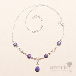 Tyrkys purpurový náhrdelník stříbro Ag 925 MP-615