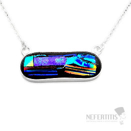 Dichroic glass necklace silver Ag 925 11734