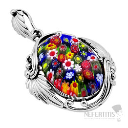 Muránska sklo multicolor prívesok striebro Ag 925 53425