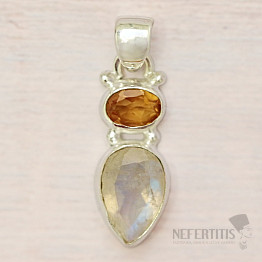 Moonstone rainbow pendant silver Ag 925 N8982