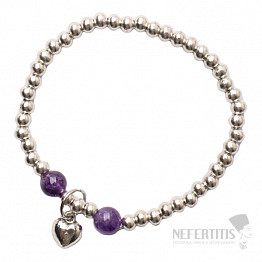 Armband aus Metallperlen mit Amethysten