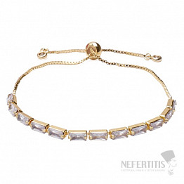 Glitzerndes goldfarbenes Pull-Down-Armband mit weißen Zirkonia