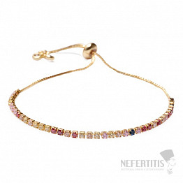 Glitzerndes Armband in Goldfarbe mit mehrfarbigem Zirkonia 25 cm