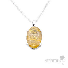 Sagenitkristall mit Rutilkette Silber Ag 925 43561
