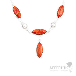 Mushroom coral with pearls necklace silver Ag 925 57794