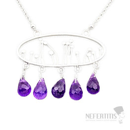 Ametyst brúsený náhrdelník striebro Ag 925 92155