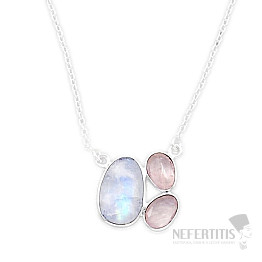 Mesačný kameň dúhový náhrdelník striebro Ag 925 44392
