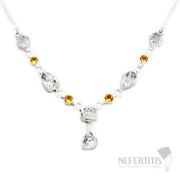 Herkimer diamant náhrdelník stříbro Ag 925 92734
