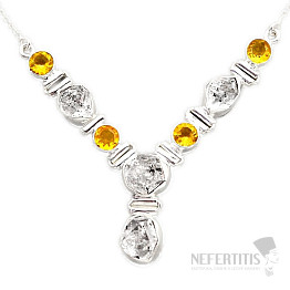 Herkimer diamant náhrdelník stříbro Ag 925 96146