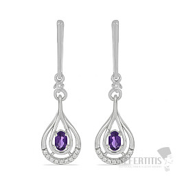 Silberohrringe mit geschliffenen afrikanischen Amethysten und Zirkonen Ag 925 025929 AFAM