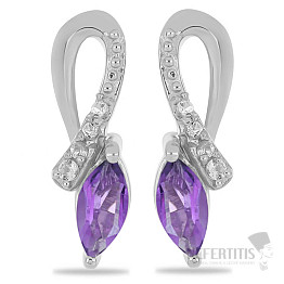 Silberohrringe mit geschliffenen afrikanischen Amethysten und Zirkonen Ag 925 031091 AFAM