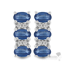 Silberohrringe mit geschliffenen blauen Kyaniten und Zirkonen Ag 925 033780 BK