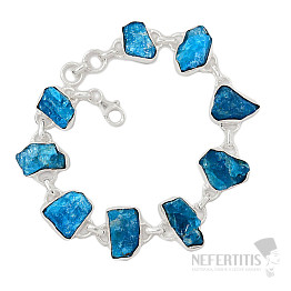 Apatite blue neon raw bracelet silver Ag 925 B45