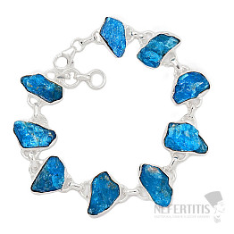 Apatite blue neon raw bracelet silver Ag 925 B47