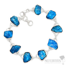 Apatite blue neon raw bracelet silver Ag 925 B48