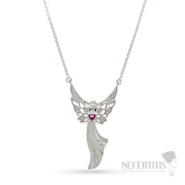 Silver necklace with rhodolite ANGEL