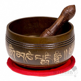 Gift set Tibetan bronze singing bowl symbol OM red