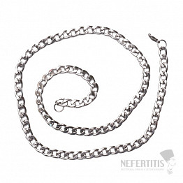 Halskette Curb Style Edelstahl in Stahlfarbe 60 cm