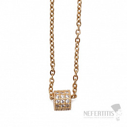 Halskette Kabel Edelstahl in Goldfarbe mit Zirkonia 45 cm