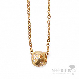 Halskette Kabel Edelstahl in Goldfarbe mit Zirkonia 44 cm