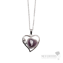 Amethyst-Herzkette aus Edelstahl