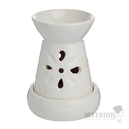 Keramik-Duftlampe, weiße Blüten