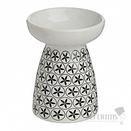 Duftlampe Keramik weiß Blumenmuster A