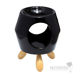 Aroma lamp ceramic Black octagon