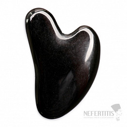 Gua Sha aus schwarzem Obsidian in Herzform