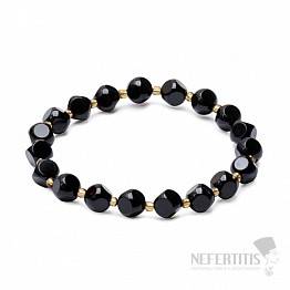 Luxuriöses Armband aus schwarzen Obsidianperlen