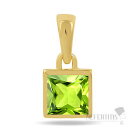 Silver gold-plated pendant with olivine CB-P707G-P