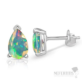 Strieborné náušnice pecky s etiópskym opálom SBC-105-EOF