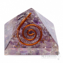 Kleine Orgonitpyramide mit Amethyst